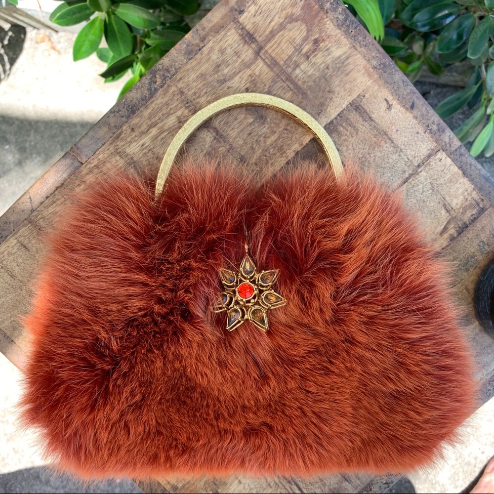 🌟VINTAGE🌟Clara Kasavina mink evening bag with jeweled star detail 🎉Host Pick!